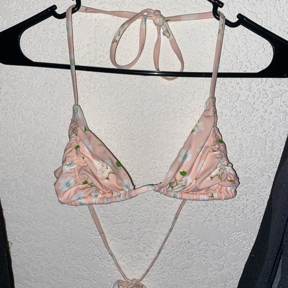 Frankies Bikinis Pink Pansies Top Size X-Small